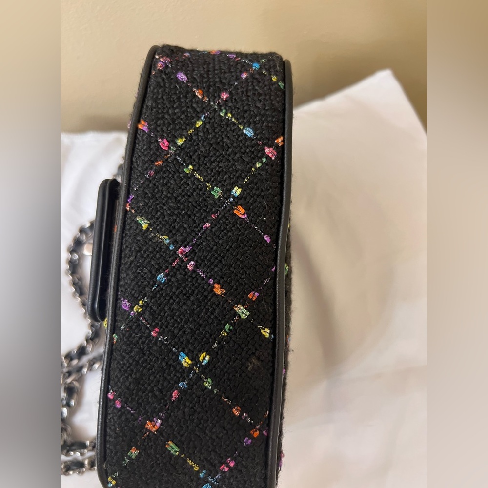 Karl Lagerfeld Black Quilted Crossbody Bag with Multicolor Thread NWT - Picture 8 of 11